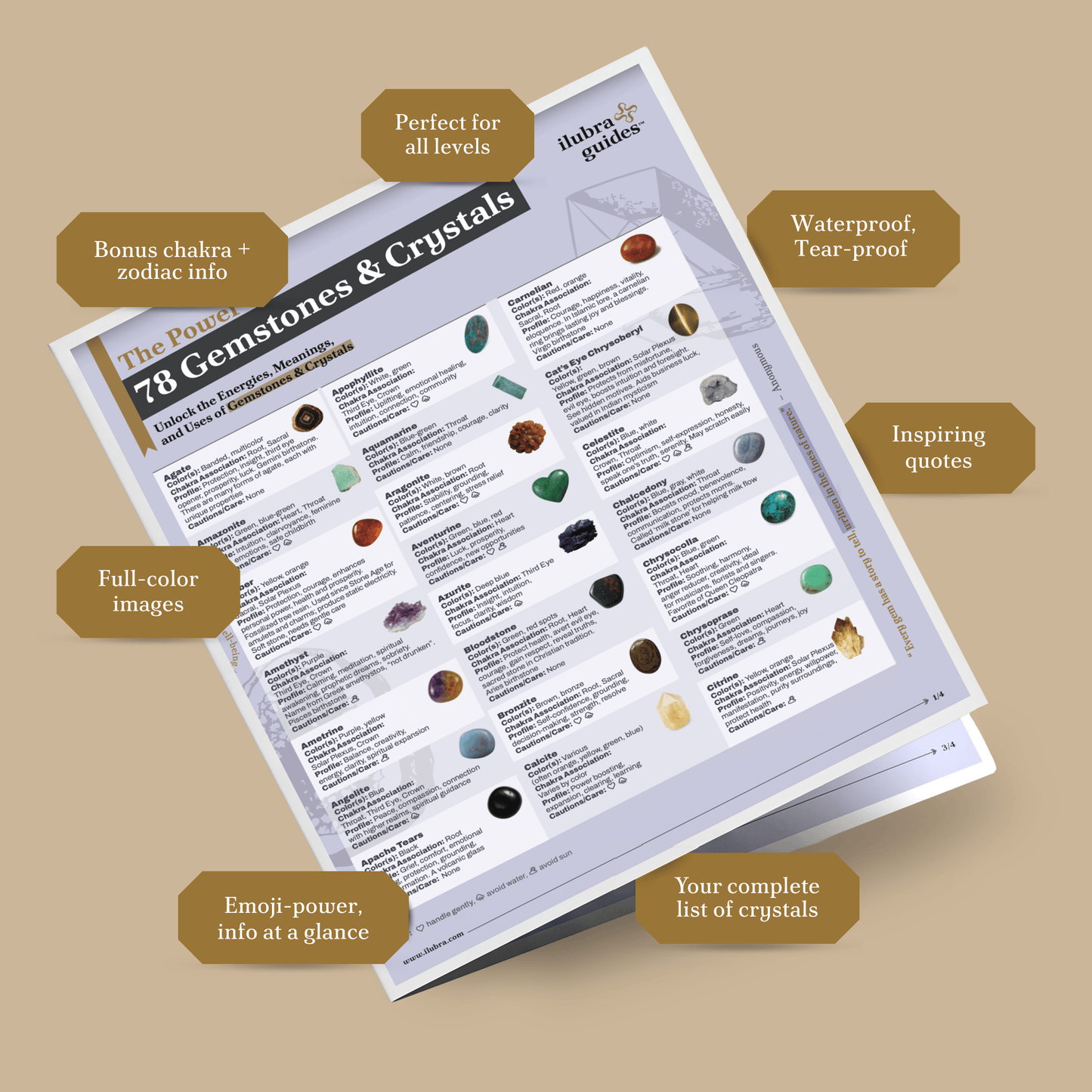 The Power of 78 Gemstones & Crystals Laminated Reference Guide