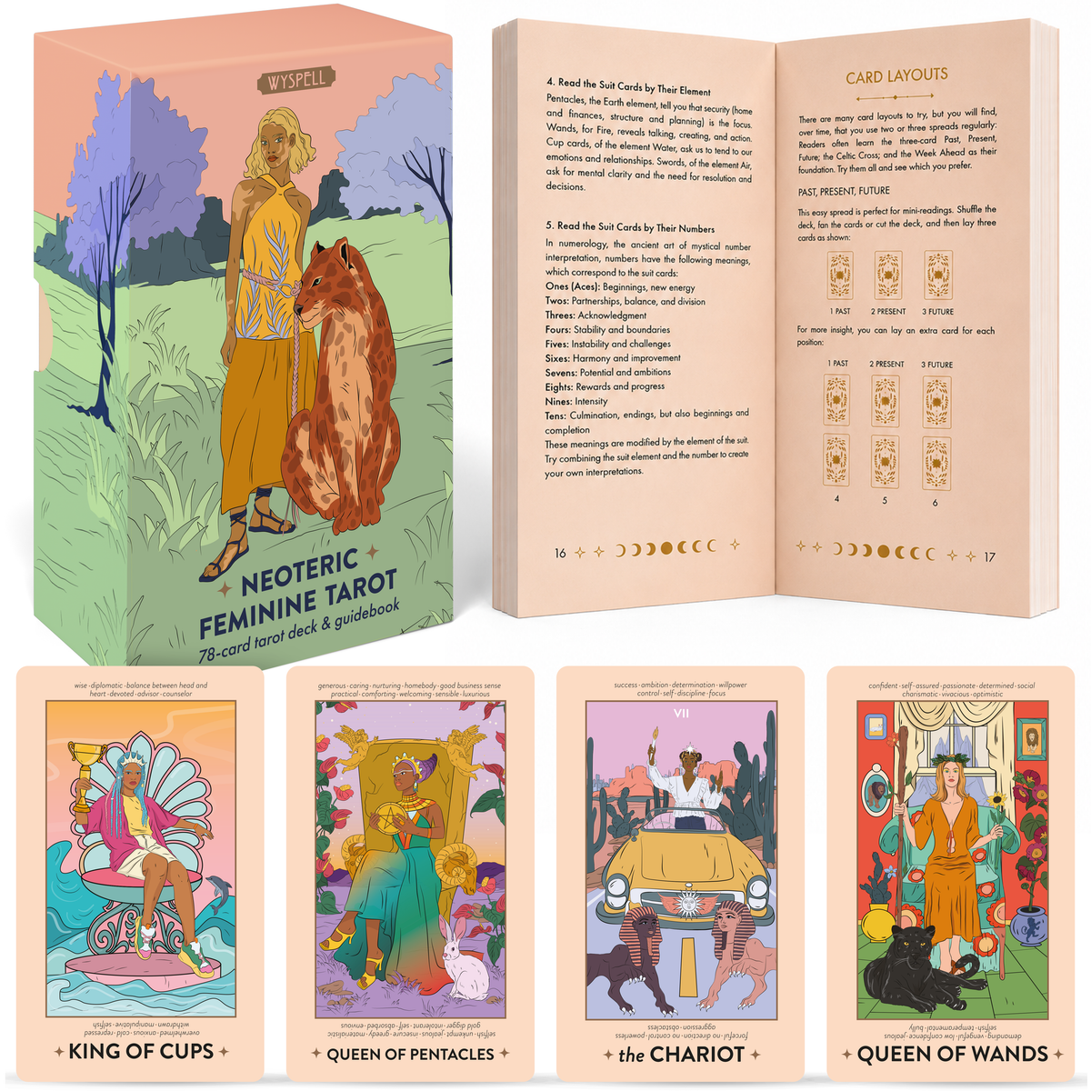 Neoteric Feminine Tarot Keyword Edition with Guidebook – 78-Card Beginner Tarot Deck