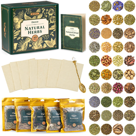 40-Piece Witchcraft Herb Kit | Dried Herbs & Flowers with Guide