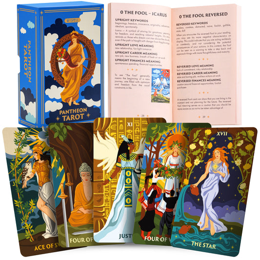 Pantheon Tarot Deck with Guidebook – Mythology Inspired 78 Card Tarot Set