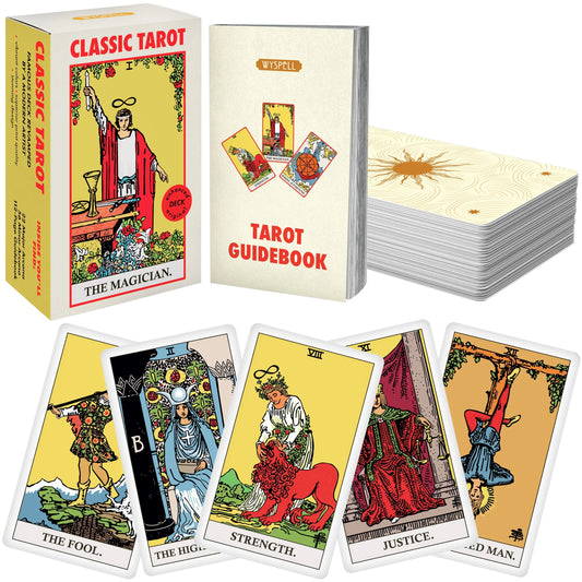 Classic White Tarot Deck with Guidebook – Traditional Beginner Tarot Cards