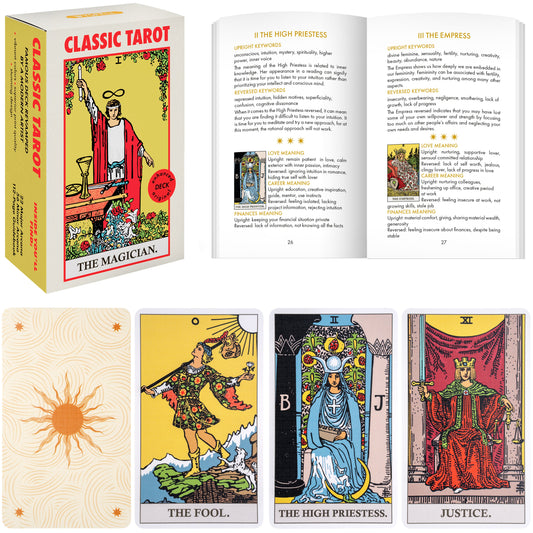 Classic White Tarot Deck with Guidebook – Traditional Beginner Tarot Cards