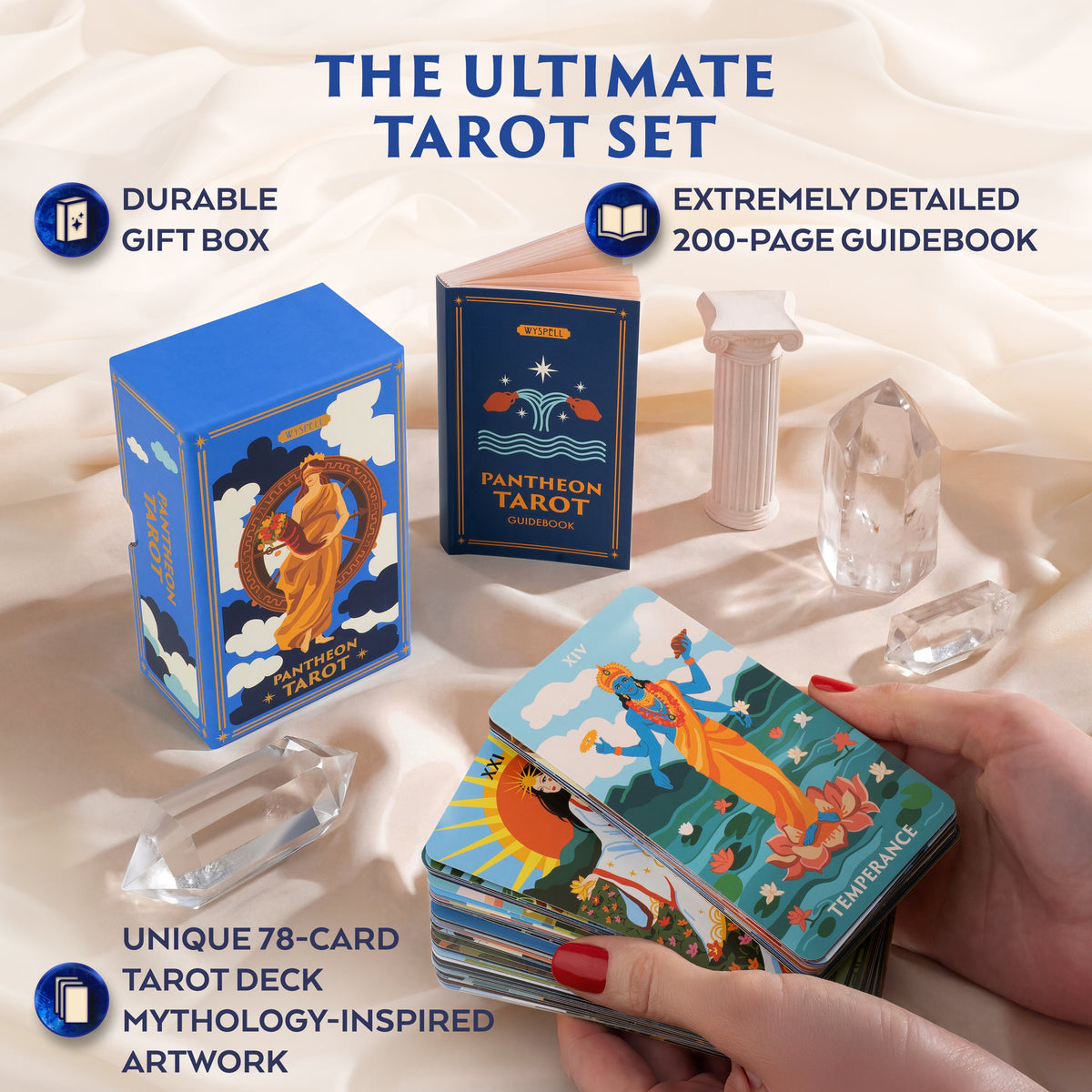 Pantheon Tarot Deck with Guidebook – Mythology Inspired 78 Card Tarot Set