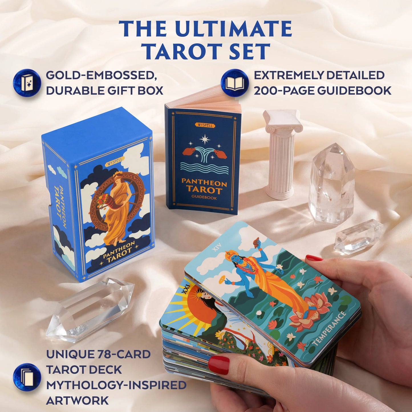 Pantheon Tarot Deck with Guidebook – Mythology Inspired 78 Card Tarot Set