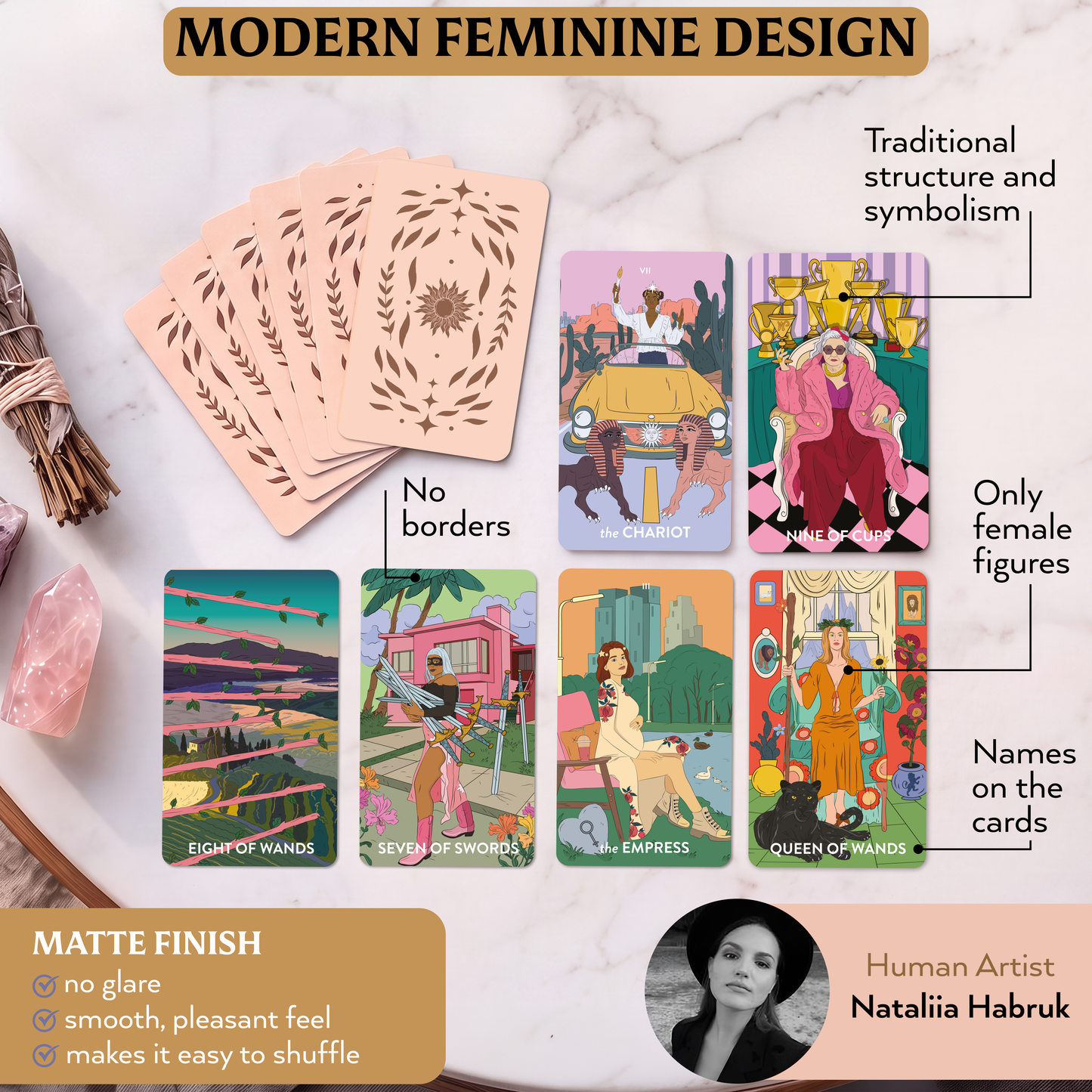 Neoteric Feminine Tarot (Full Resolution) – Modern 78-Card Tarot Deck with 200-Page Guidebook