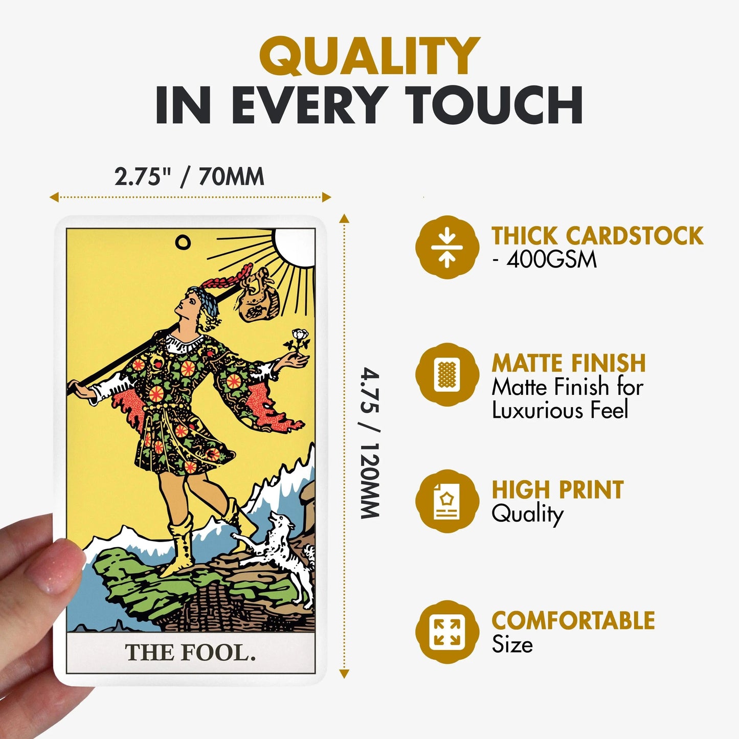 Classic White Tarot Deck with Guidebook – Traditional Beginner Tarot Cards