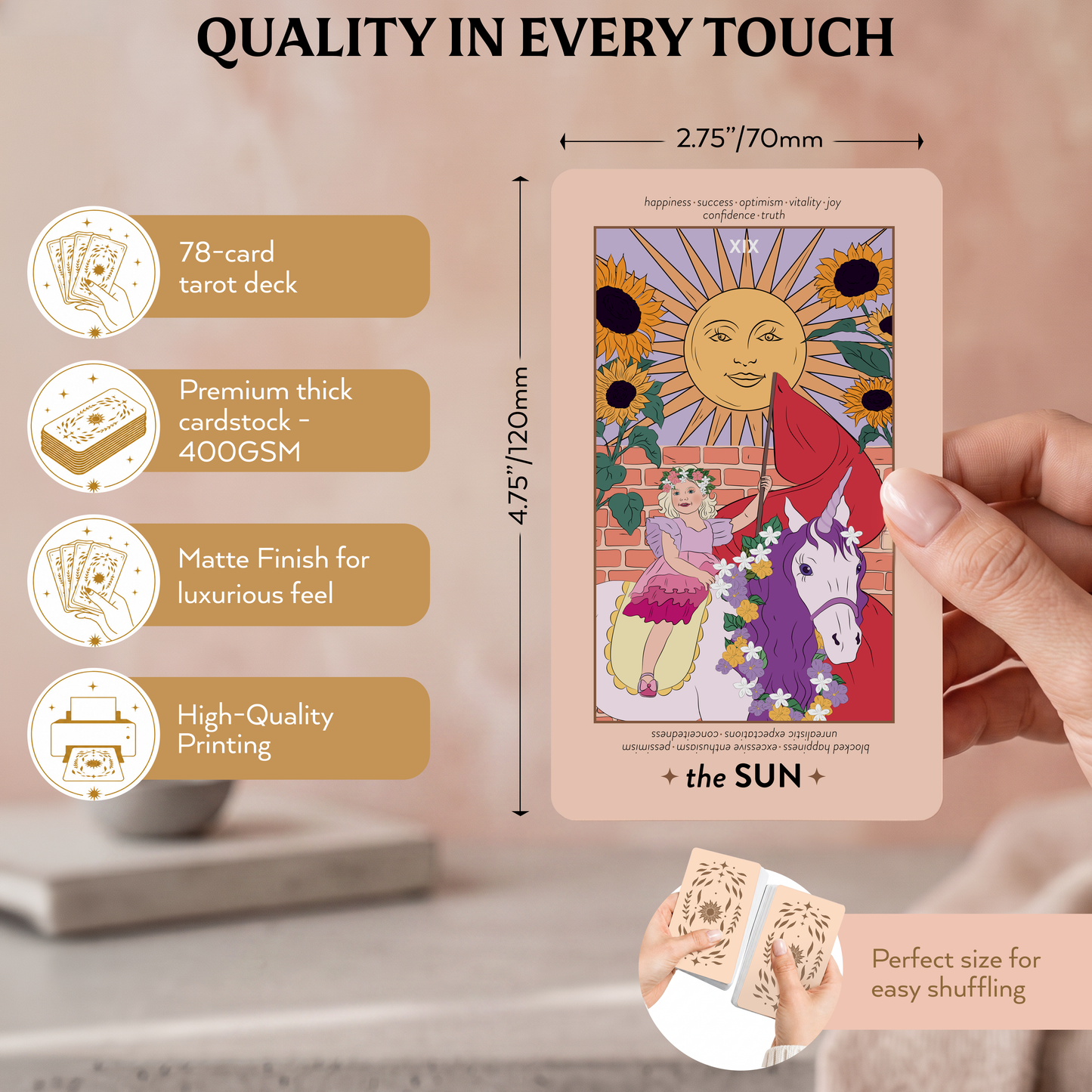 Neoteric Feminine Tarot Keyword Edition with Guidebook – 78-Card Beginner Tarot Deck