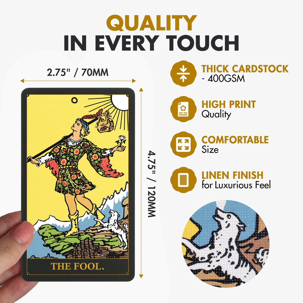 Classic Black Tarot Deck with Guidebook – 78 Card Beginner-Friendly Tarot Set