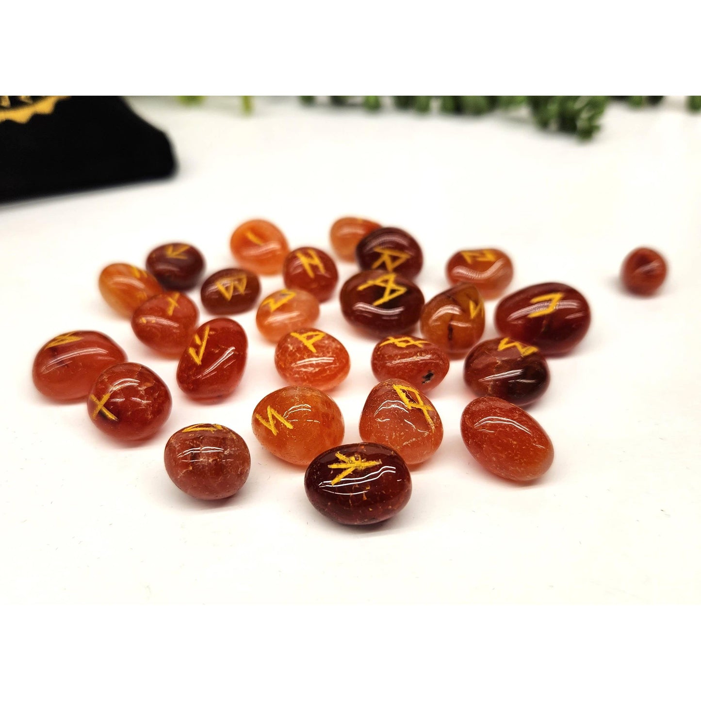 Carnelian 24-piece Gemstone Rune Set