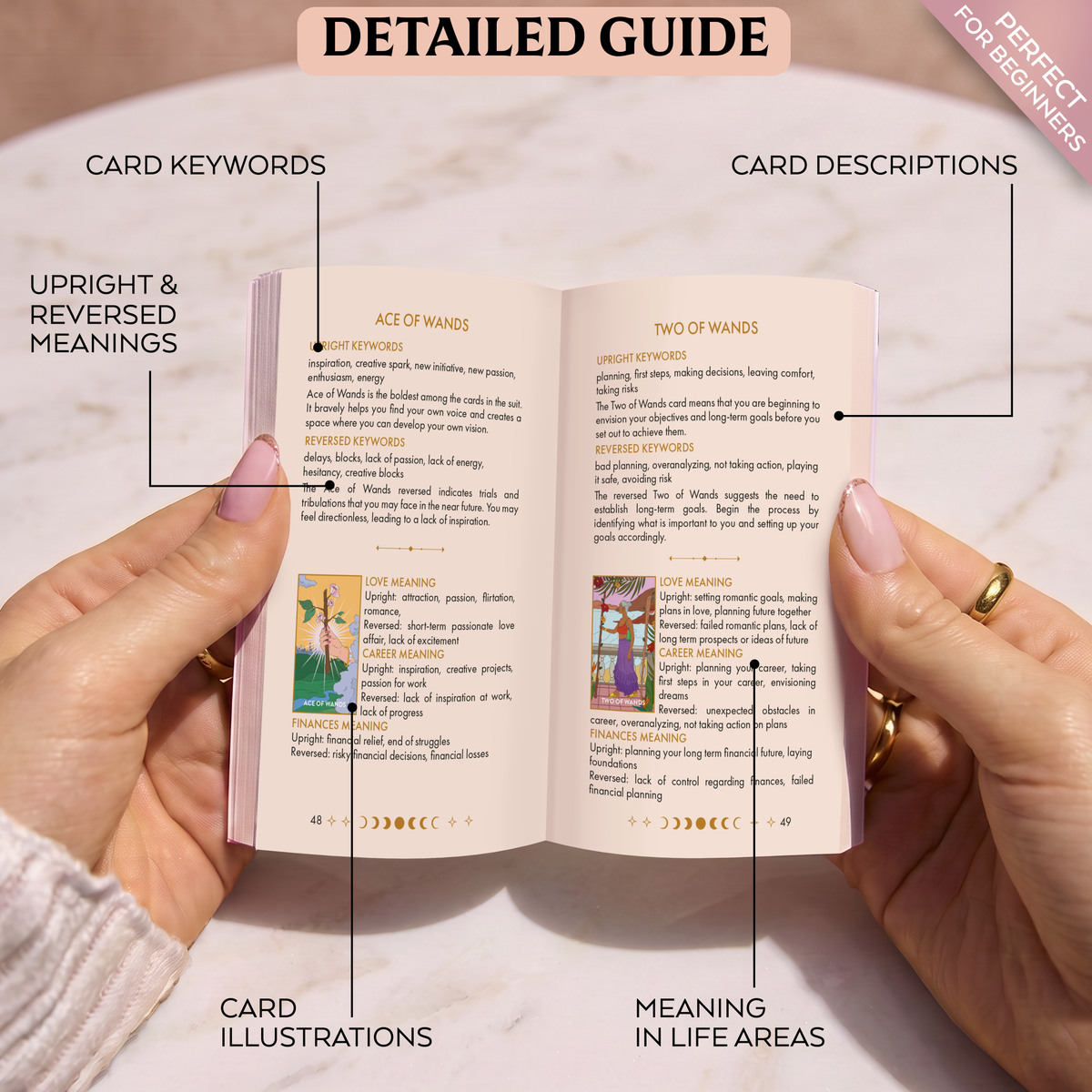 Neoteric Feminine Tarot Keyword Edition with Guidebook – 78-Card Beginner Tarot Deck