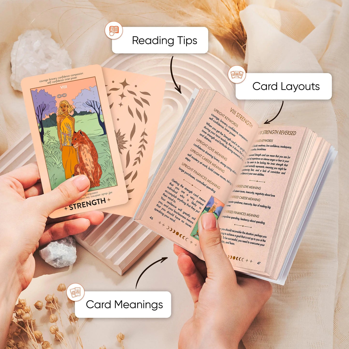 Neoteric Feminine Tarot Keyword Edition with Guidebook – Black & Gold Beginner Tarot Deck
