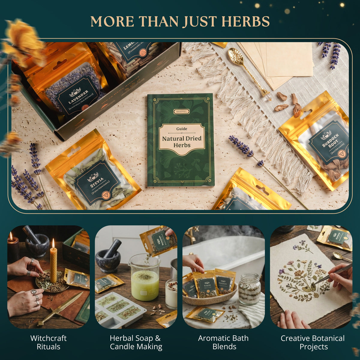 40-Piece Witchcraft Herb Kit | Dried Herbs & Flowers with Guide