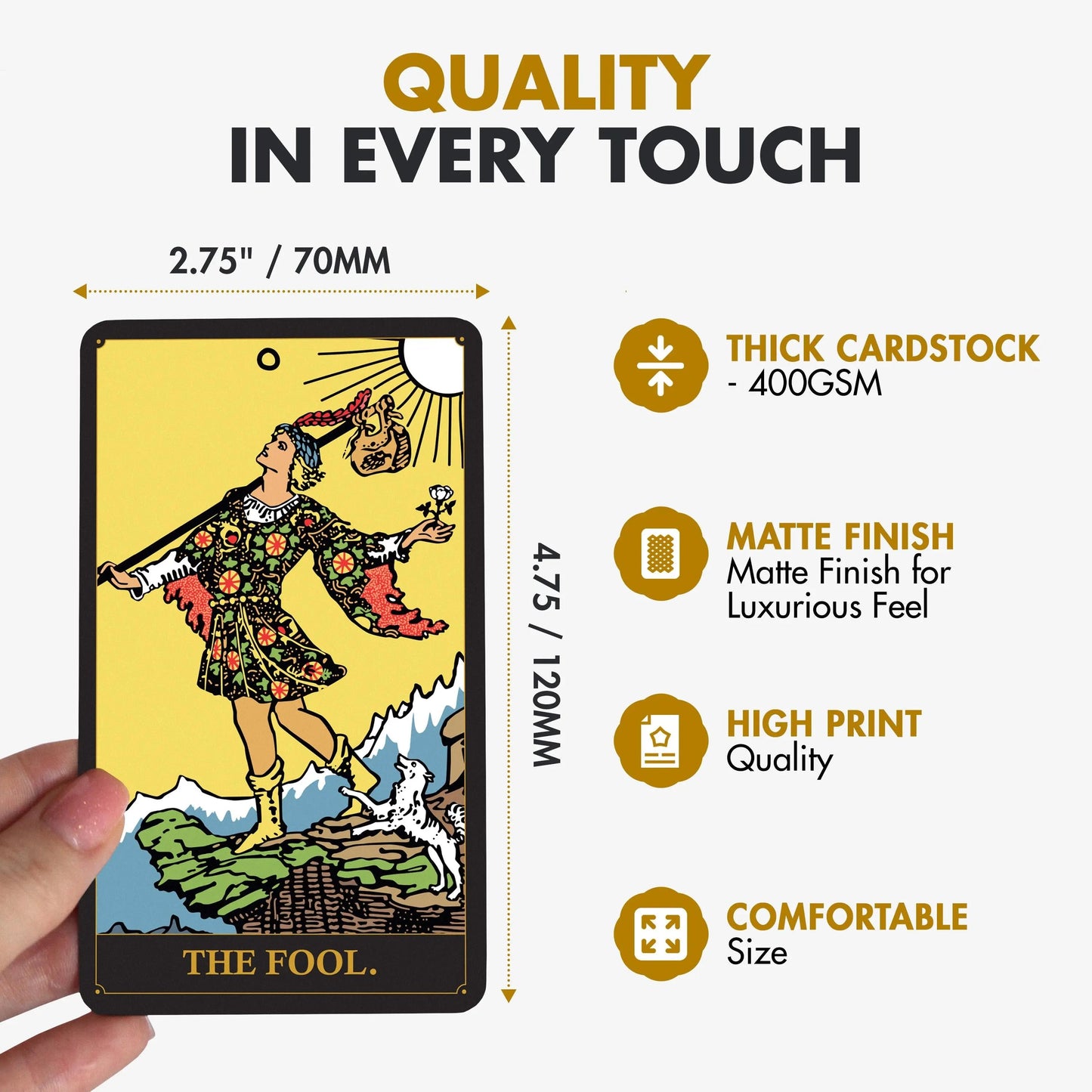 Classic Black Tarot Deck with Guidebook – 78 Card Beginner-Friendly Tarot Set