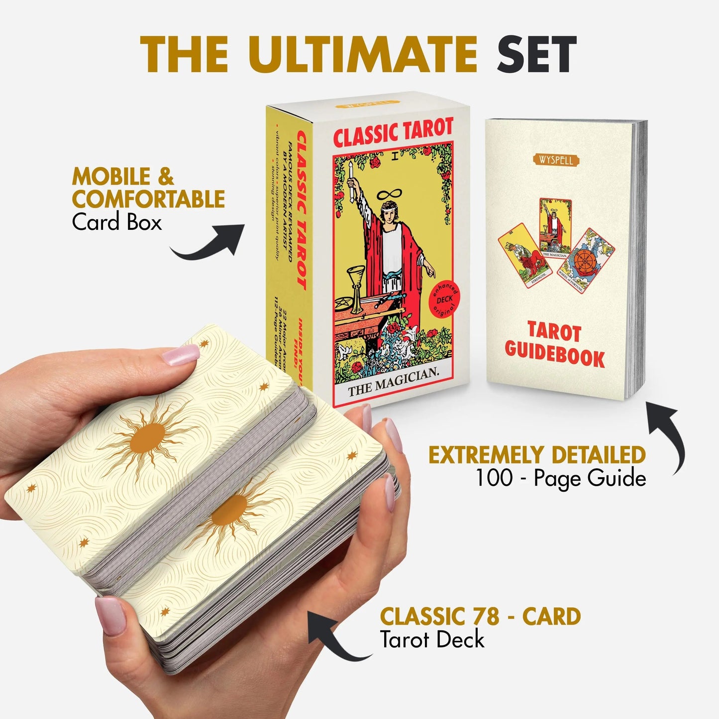 Classic White Tarot Deck with Guidebook – Traditional Beginner Tarot Cards