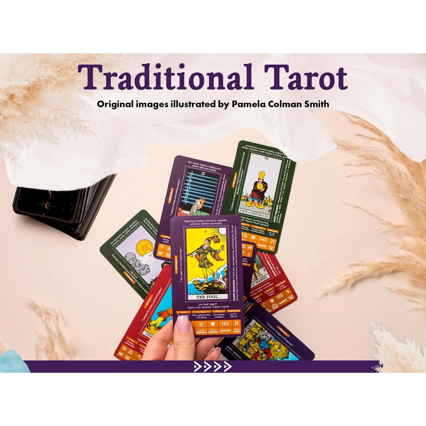 Learning Tarot Deck with Guidebook – Beginner Tarot Cards for Intuitive Readings