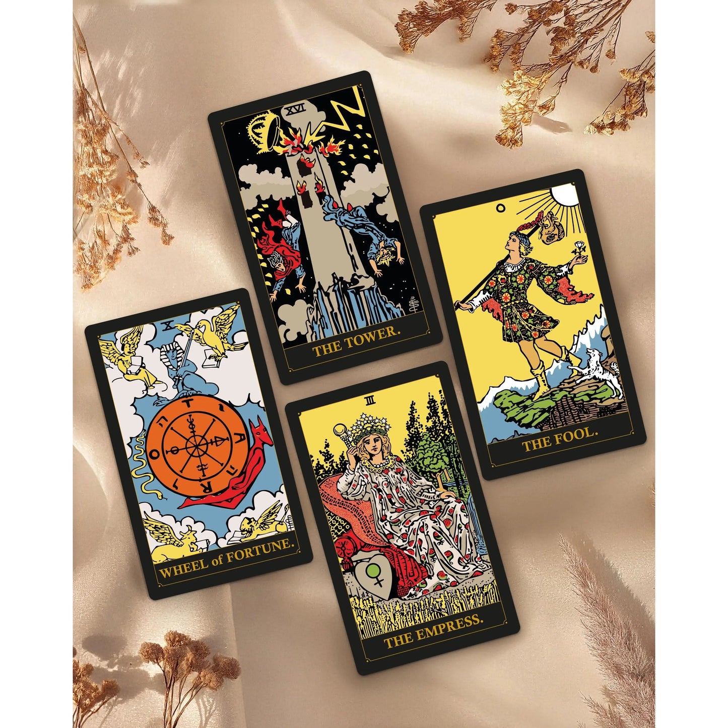 Classic Black Tarot Deck with Guidebook – 78 Card Beginner-Friendly Tarot Set