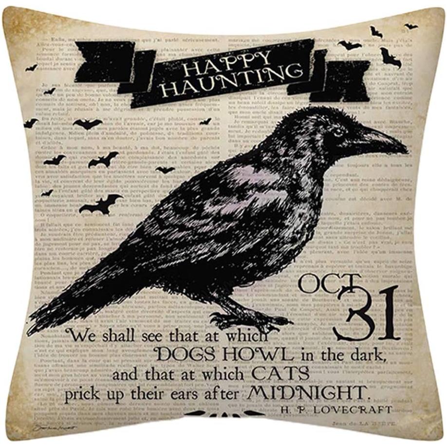 Halloween Newsprint Throw Pillow Covers