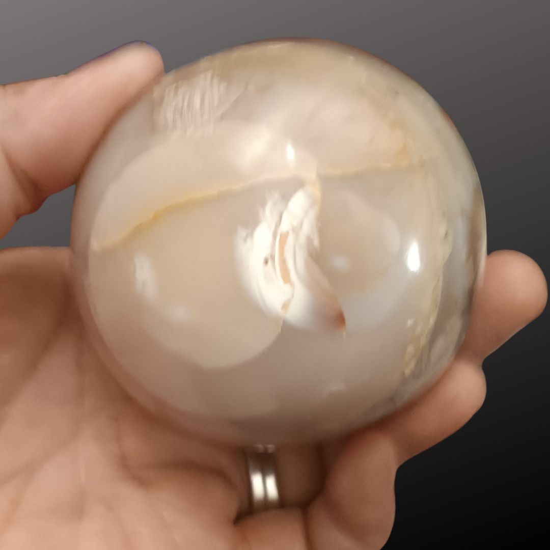 Cherry Flower Agate Sphere – 69mm Natural Crystal Sphere for Growth, Self-Discovery & New Beginnings