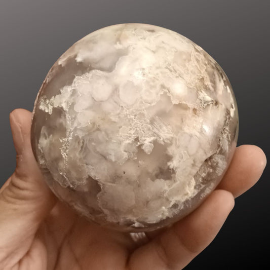 Cherry Flower Agate Sphere – 69mm Natural Crystal Sphere for Growth, Self-Discovery & New Beginnings