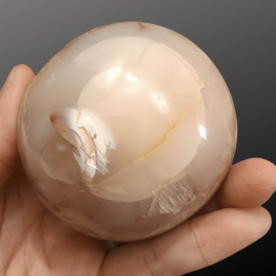 Cherry Flower Agate Sphere – 69mm Natural Crystal Sphere for Growth, Self-Discovery & New Beginnings