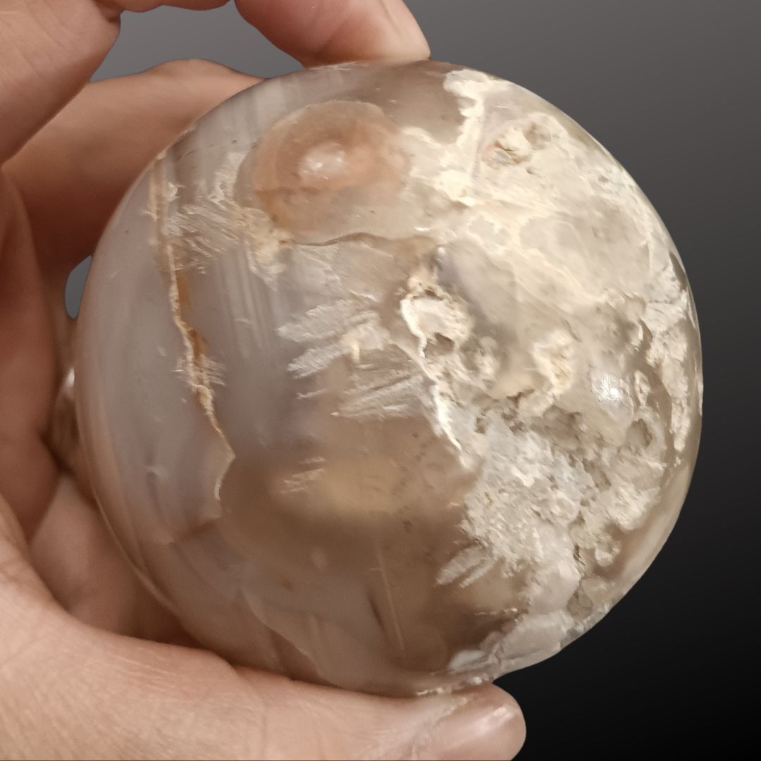 Cherry Flower Agate Sphere – 69mm Natural Crystal Sphere for Growth, Self-Discovery & New Beginnings