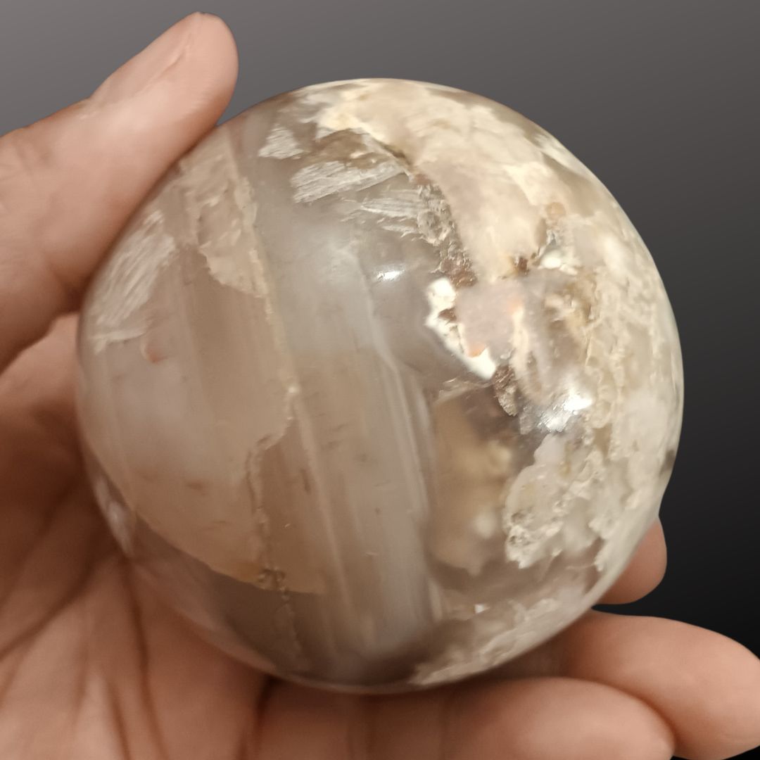 Cherry Flower Agate Sphere – 69mm Natural Crystal Sphere for Growth, Self-Discovery & New Beginnings