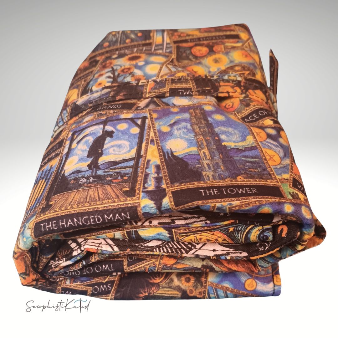 Classic Tarot & Black Cat Reading Mat, Deck Wrap & Altar Cloth | Reversible Padded Tarot Accessory