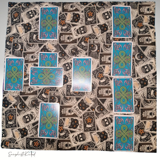 Classic Tarot & Black Cat Reading Mat, Deck Wrap & Altar Cloth | Reversible Padded Tarot Accessory
