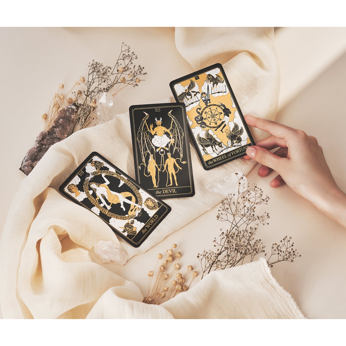 Gold Tarot Deck with Guidebook – Black & Gold 78 Card Tarot Set
