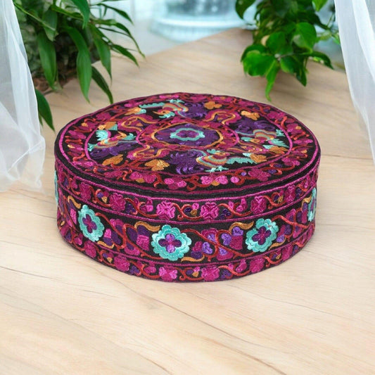 Fuchsia Embroidered Meditation Pillow