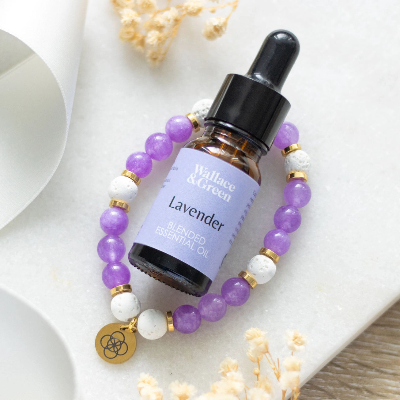 Anti-Anxiety Lava Bead & Amethyst Essential Oil Bracelet Gift Set
