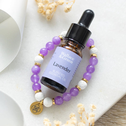 Anti-Anxiety Lava Bead & Amethyst Essential Oil Bracelet Gift Set