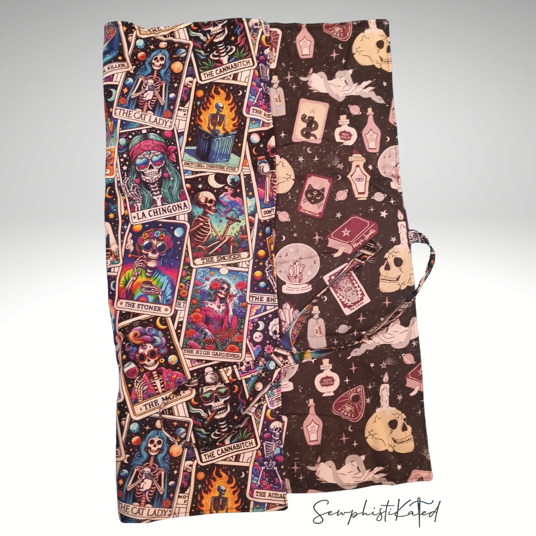 Funny Skeleton Mystic 3-in-1 Tarot Deck Wrap, Reading Mat & Altar Cloth