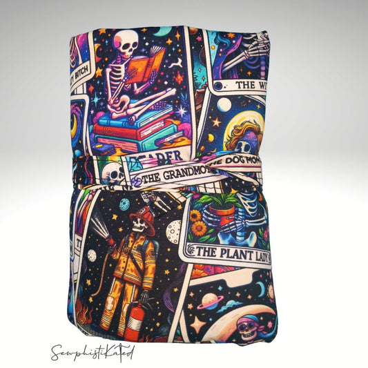 Funny Skeleton Mystic 3-in-1 Tarot Deck Wrap, Reading Mat & Altar Cloth
