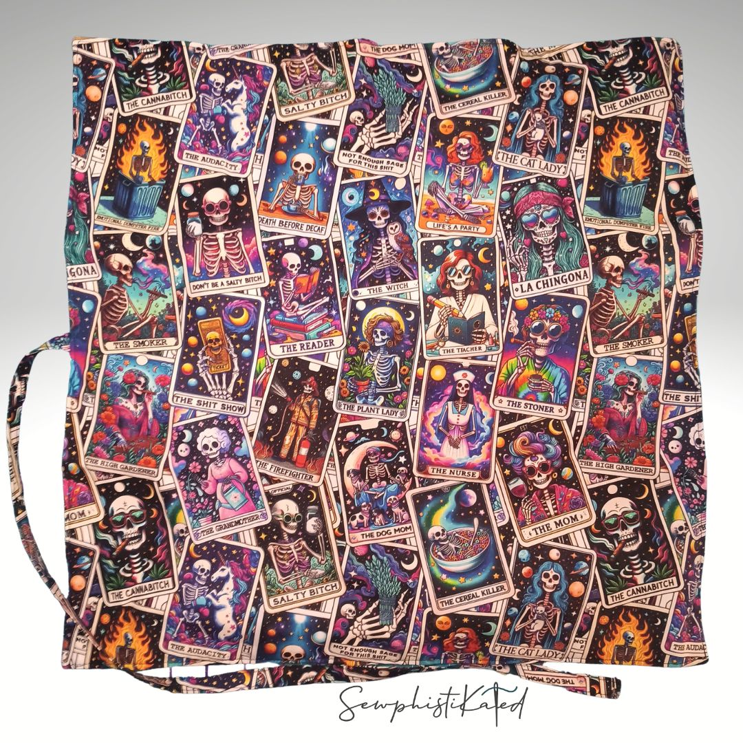 Funny Skeleton Mystic 3-in-1 Tarot Deck Wrap, Reading Mat & Altar Cloth