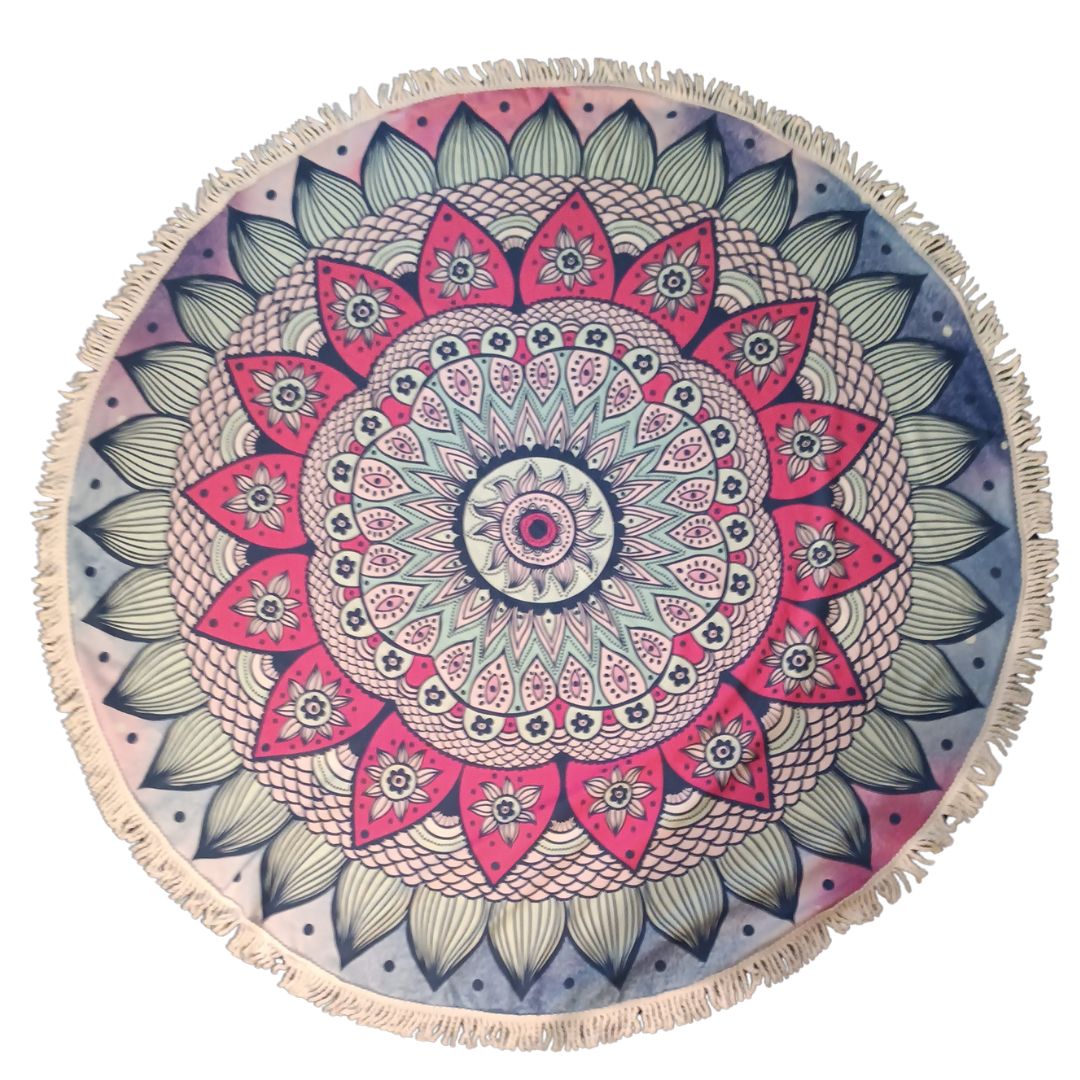 Microfiber Meditation, Yoga & Beach Towel with Fringe Trim- 60"