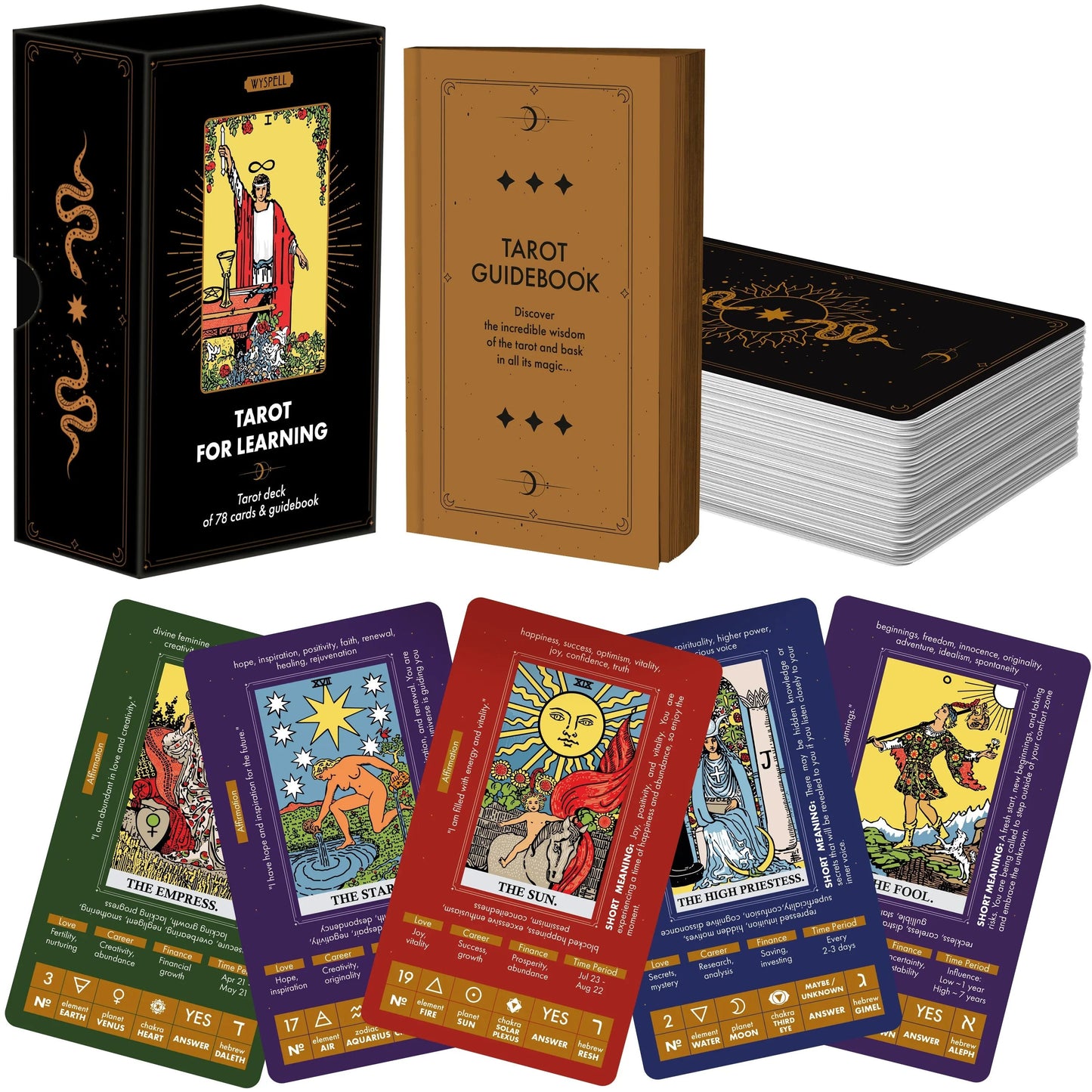 Learning Tarot Deck with Guidebook – Beginner Tarot Cards for Intuitive Readings