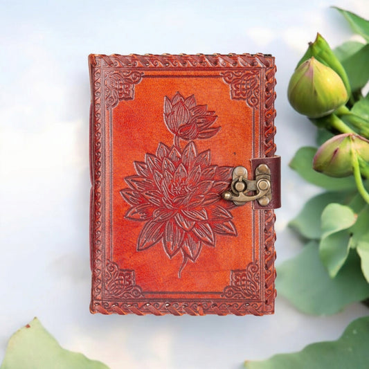 Lotus Flower Leather Journal