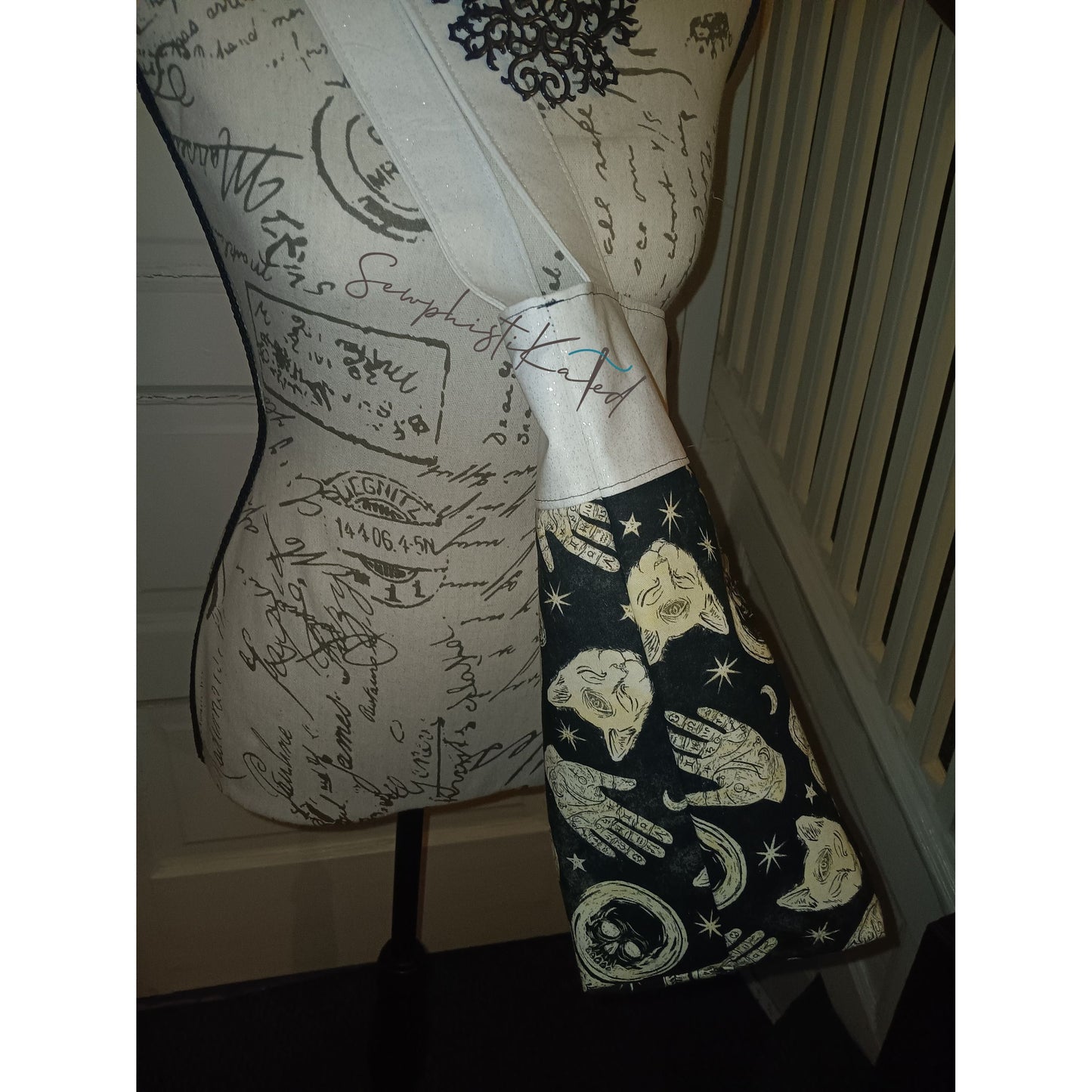 Midnight Divination Tote Bag – Handmade Witchy Bag with Multiple Pockets & Mystic Print