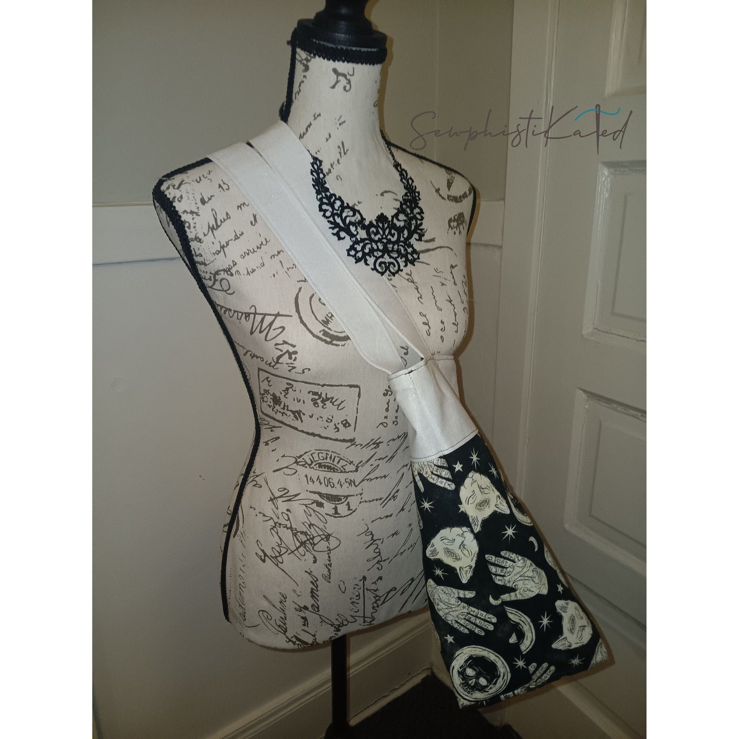 Midnight Divination Tote Bag – Handmade Witchy Bag with Multiple Pockets & Mystic Print