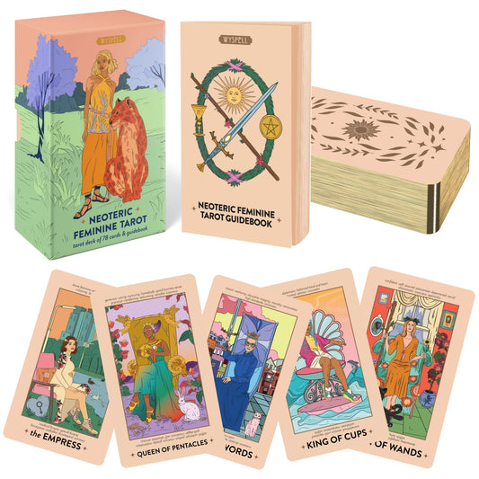 Neoteric Feminine Tarot Keyword Edition with Guidebook – Black & Gold Beginner Tarot Deck