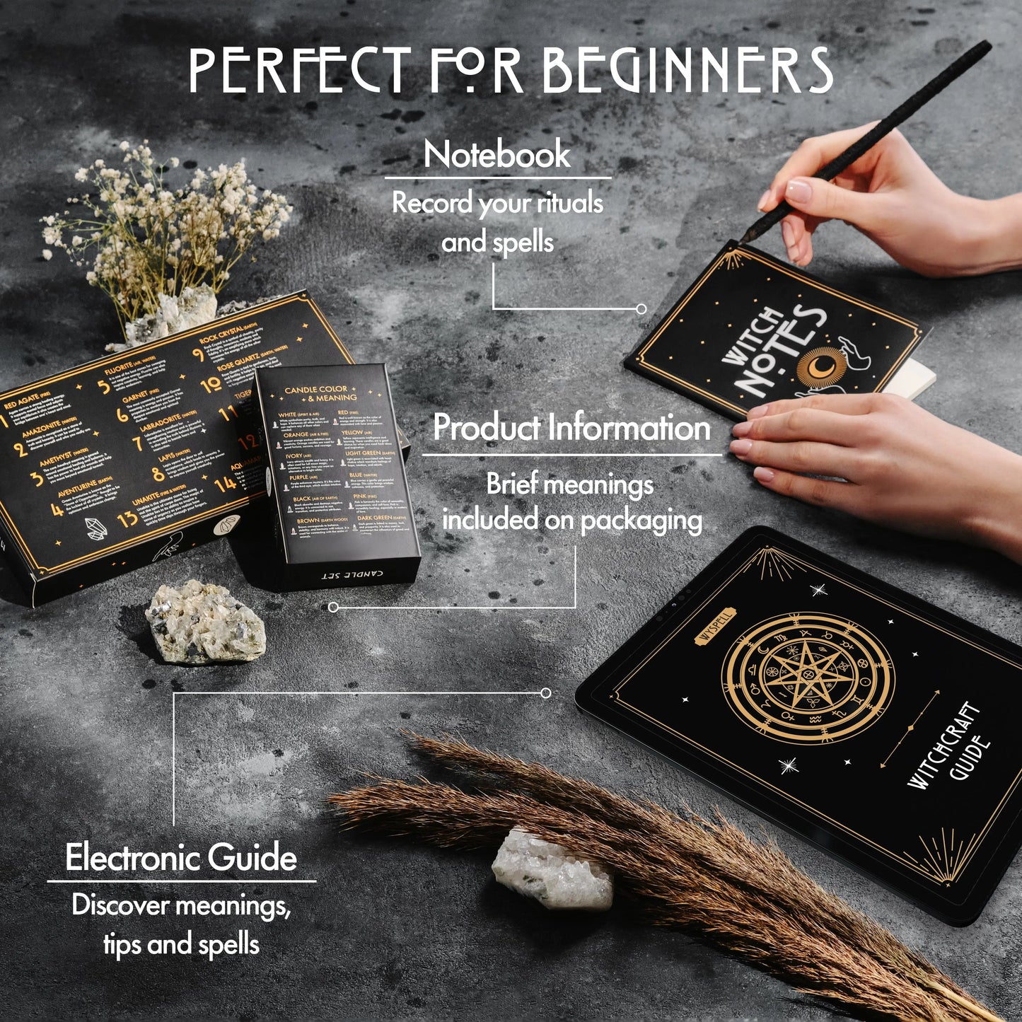54 PCS Witchcraft Kit – Complete Beginner Altar Starter Set with Herbs, Crystals, Candles & Spell Supplies