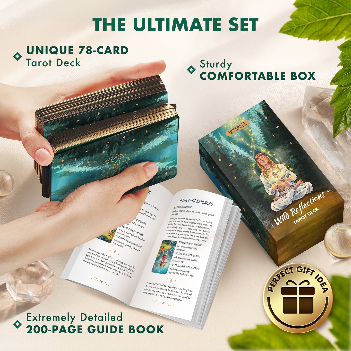 Wild Reflections Tarot Deck with Guidebook – Nature-Inspired 78 Card Tarot Deck with Gold Foil Edges