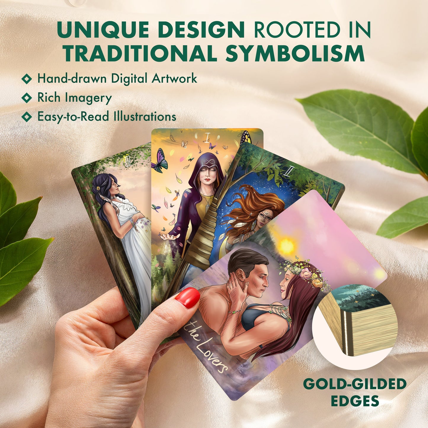 Wild Reflections Tarot Deck with Guidebook – Nature-Inspired 78 Card Tarot Deck with Gold Foil Edges