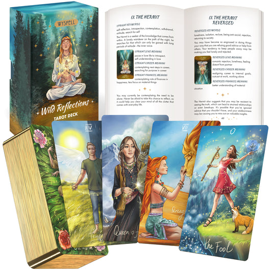 Wild Reflections Tarot Deck with Guidebook – Nature-Inspired 78 Card Tarot Deck with Gold Foil Edges