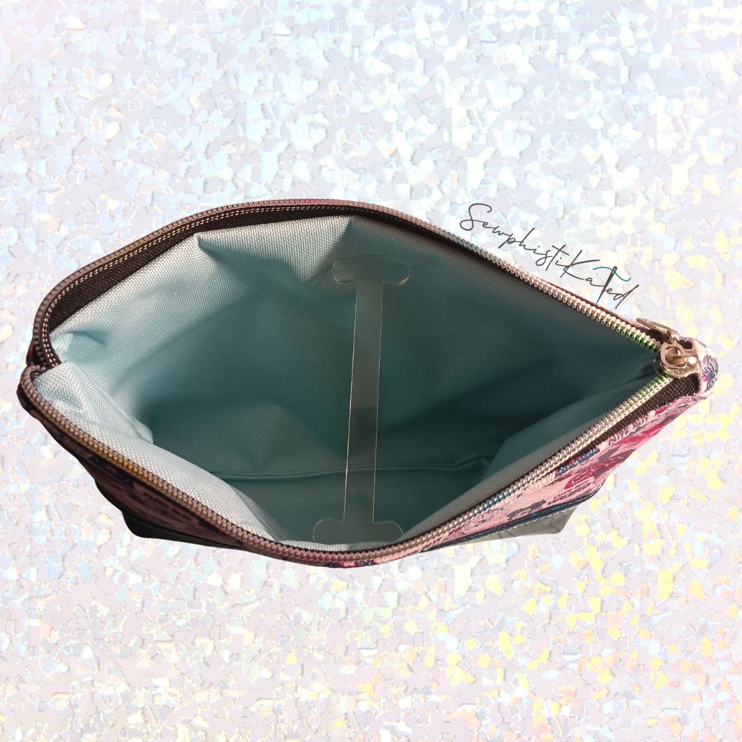 "Weird But Cute" Gothic Makeup Bag – Skull & Vampire Collage Faux Leather Pouch