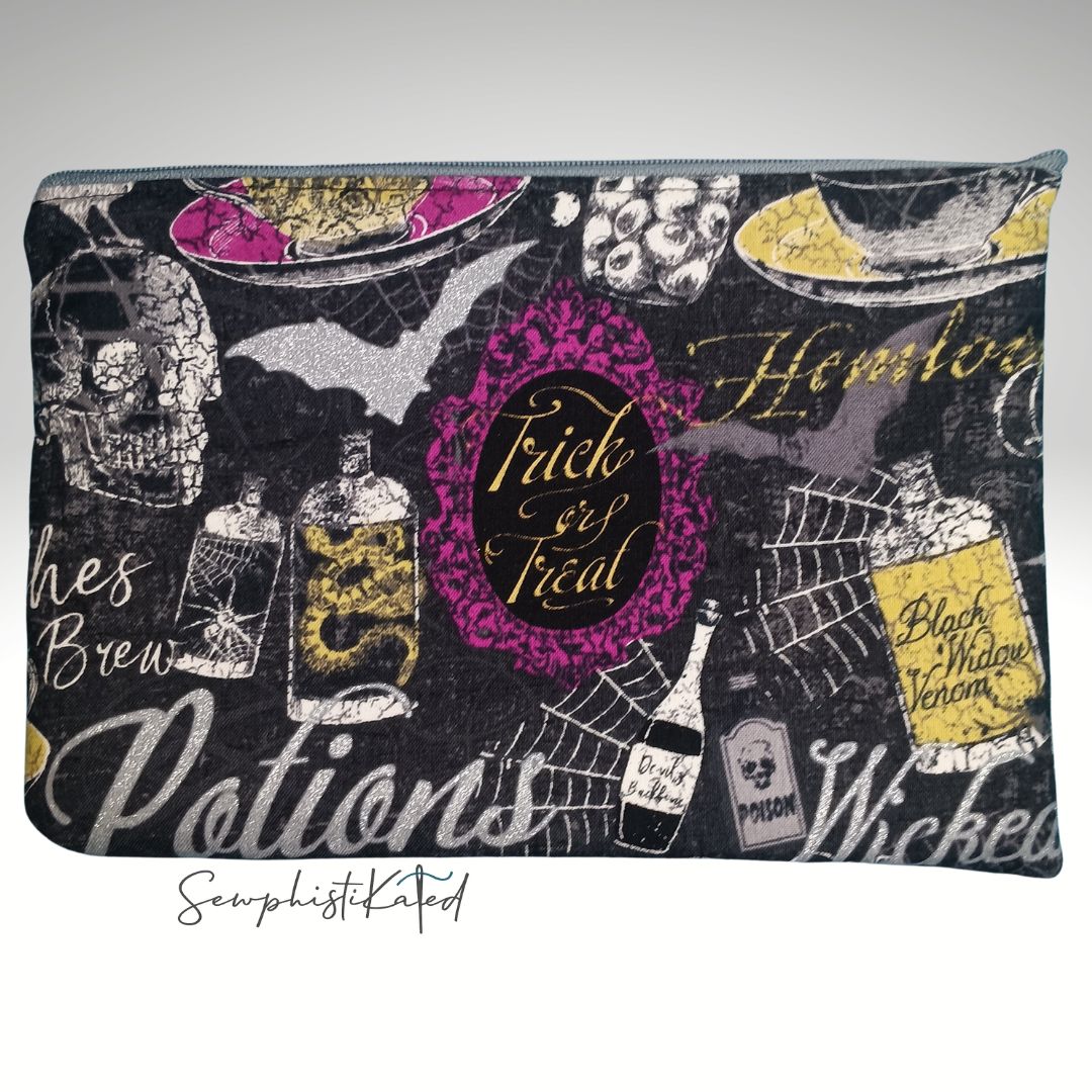 Witch Apothecary & Mystic Cabinet Zipper Pouch | Handmade Cotton Bag