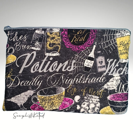 Witch Apothecary & Mystic Cabinet Zipper Pouch | Handmade Cotton Bag