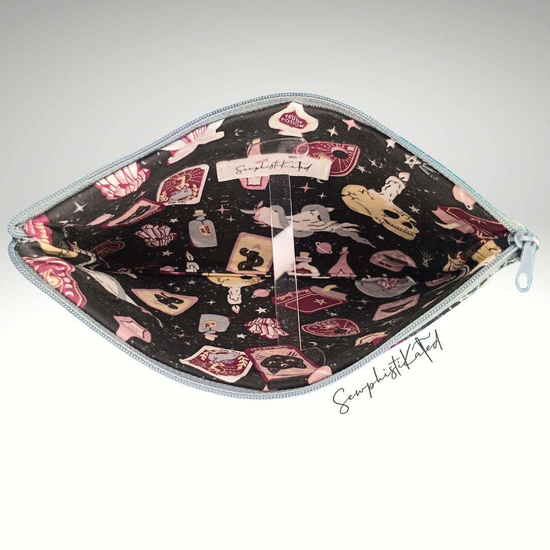 Witch Apothecary & Mystic Cabinet Zipper Pouch | Handmade Cotton Bag