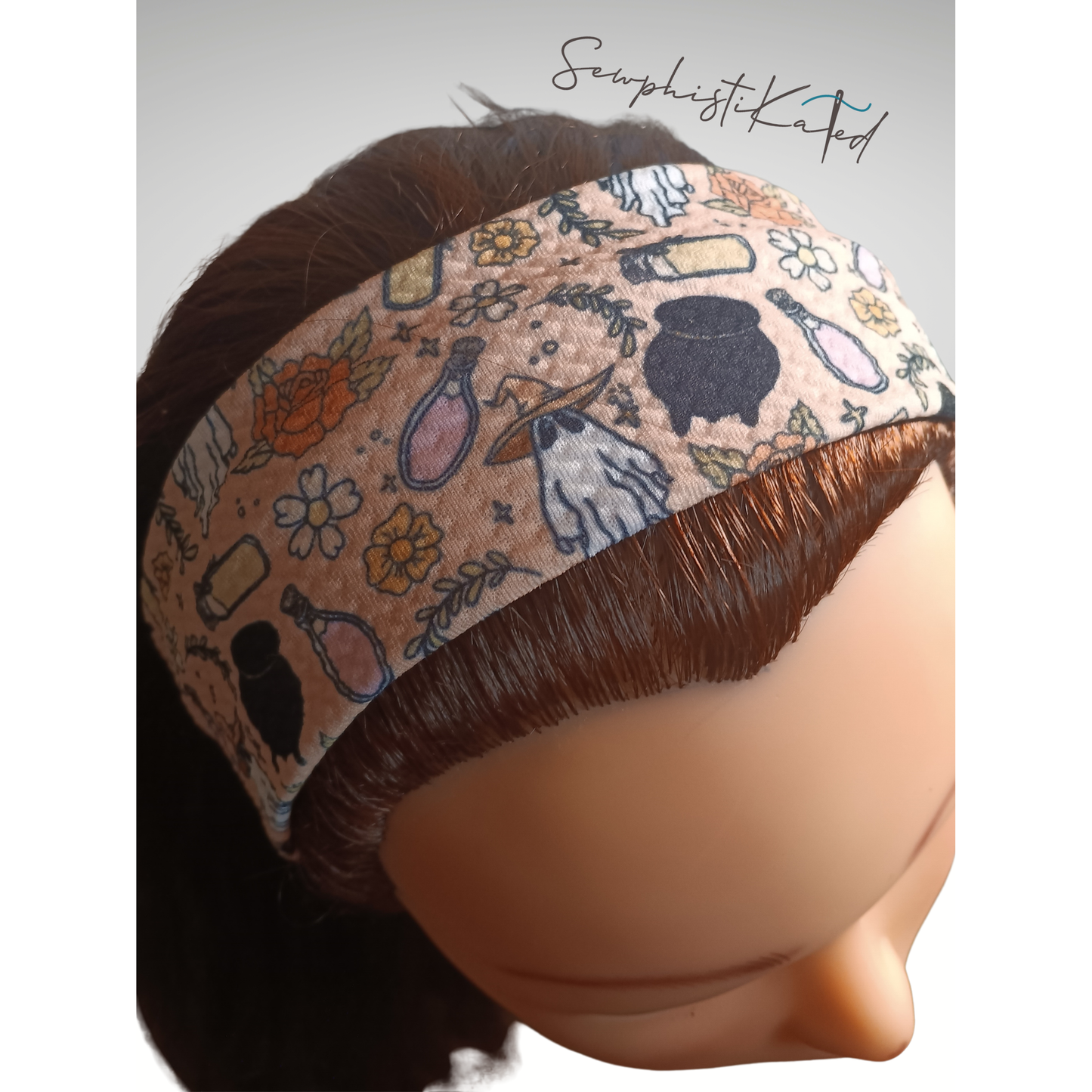 Witchy Ghost & Potion Headbands & Scrunchies | Handmade Spooky Floral Hair Accessories
